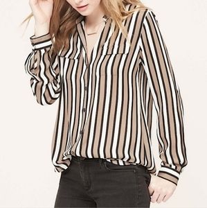 ANN TAYLOR LOFT Striped Button Down Blouse Size XS